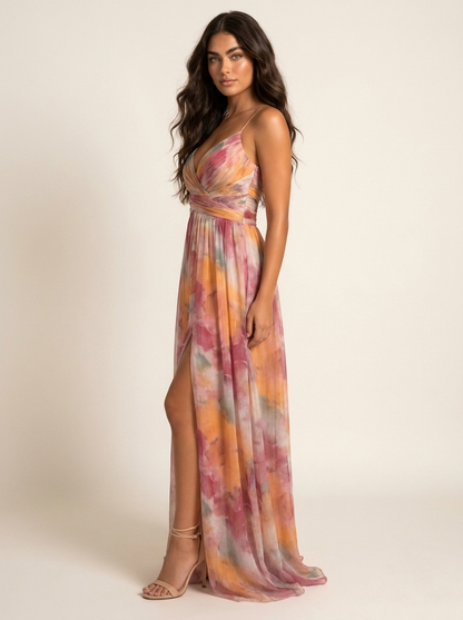 Maxi jurk met watercolor print - Isabella