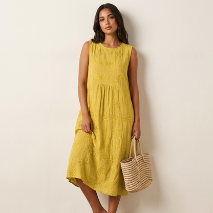Midi-jurk voor dames met geborduurde details - Elin