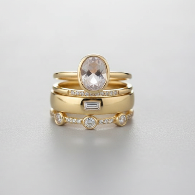 Vintage goudkleurige ringenset – Livia